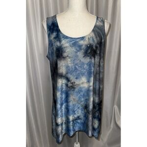 AB Studio Top Dressy Tank Sleeveless Size Large Embroidered Scoop Neck Tunic